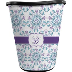 Mandala Floral Waste Basket - Single Sided (Black) (Personalized)