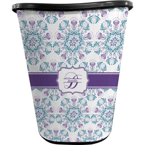 Mandala Floral Trash Can Black