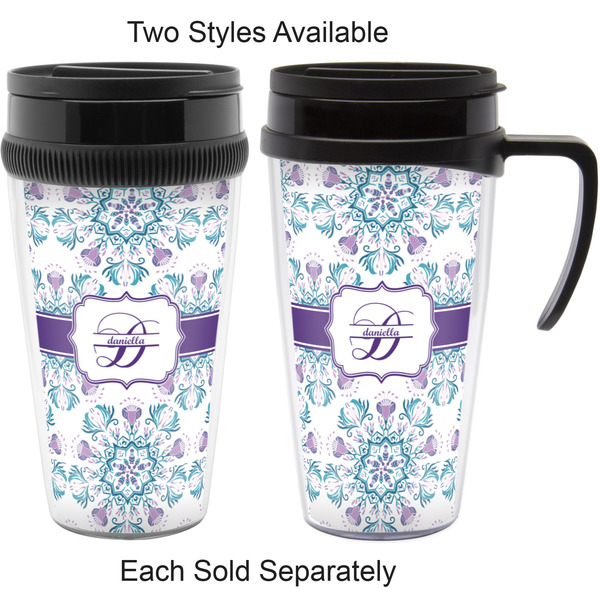 Mandala Floral Travel Mugs - with & without Handle