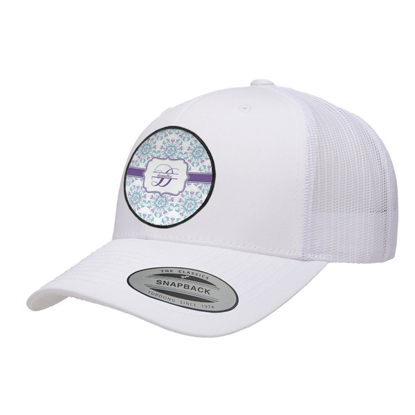 Custom Mandala Floral Trucker Hat - White (Personalized)