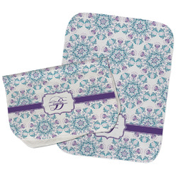 Mandala Floral Burp Cloths - Fleece - Set of 2 w/ Name and Initial