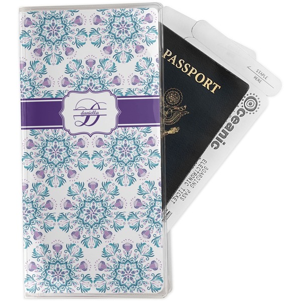 Custom Mandala Floral Travel Document Holder
