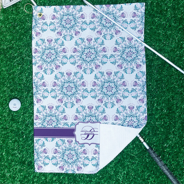Mandala Floral Waffle Weave Golf Towel - In Context