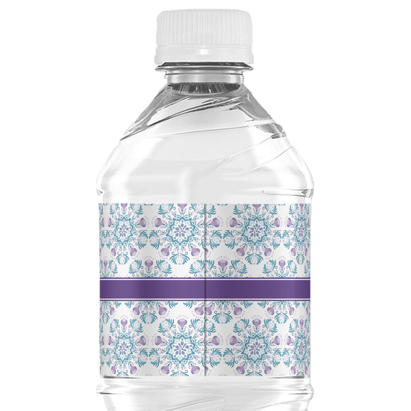 Mandala Floral Water Bottle Label - Back View