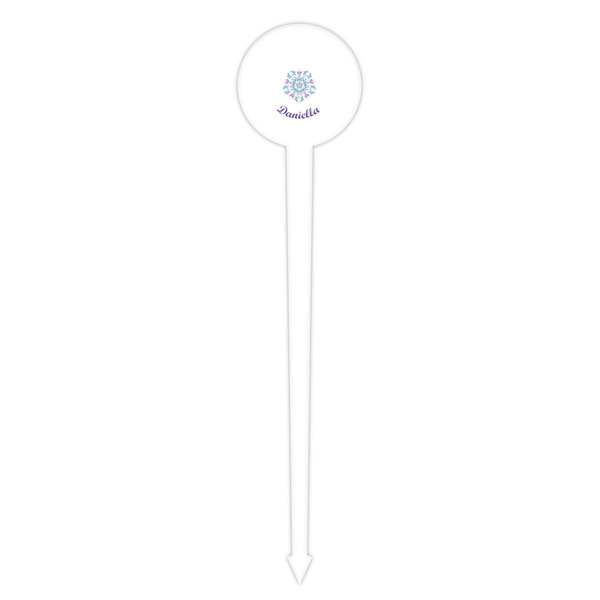 Mandala Floral White Plastic 4" Food Pick - Round - Single Pick