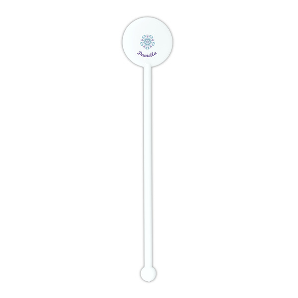 Mandala Floral White Plastic 5.5" Stir Stick - Round - Single Stick