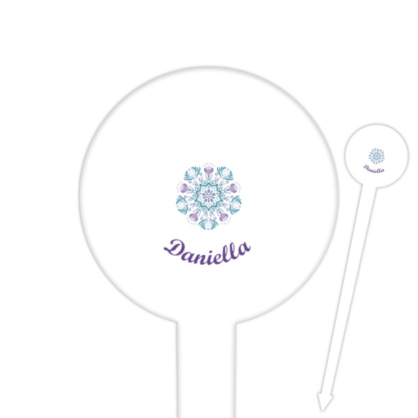Custom Mandala Floral Cocktail Picks - Round Plastic (Personalized)