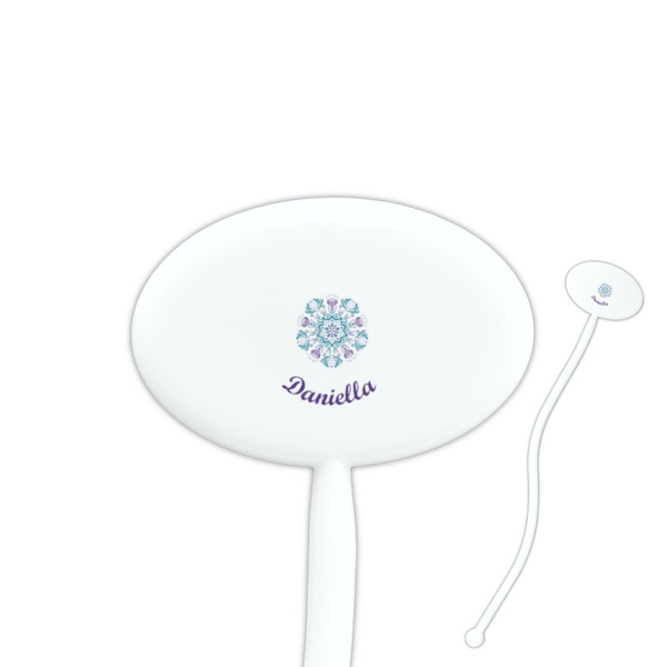 Custom Mandala Floral Oval Plastic Stir Sticks (Personalized)