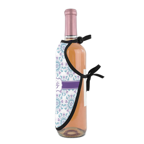 Mandala Floral Wine Bottle Apron - DETAIL WITH CLIP ON NECK