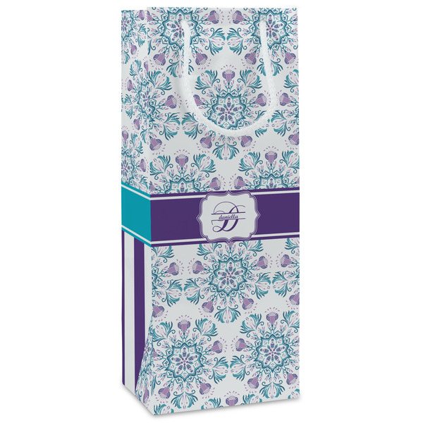 Custom Mandala Floral Wine Gift Bags - Gloss (Personalized)