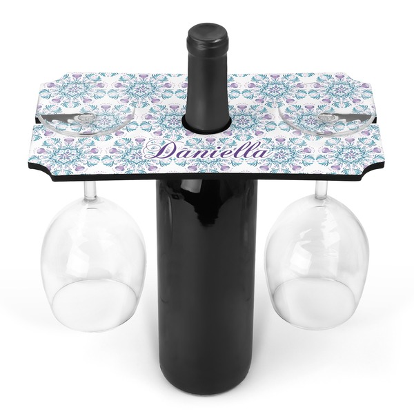 Custom Mandala Floral Wine Bottle & Glass Holder (Personalized)