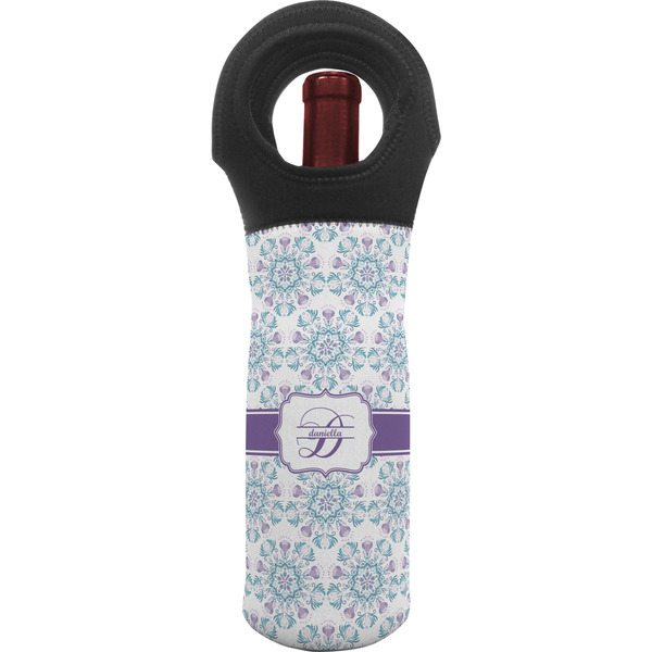 Custom Mandala Floral Wine Tote Bag (Personalized)