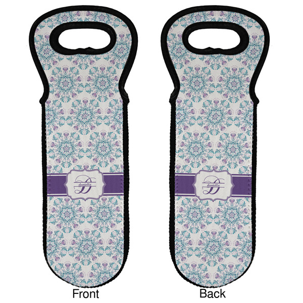 Mandala Floral Wine Tote Front & Back