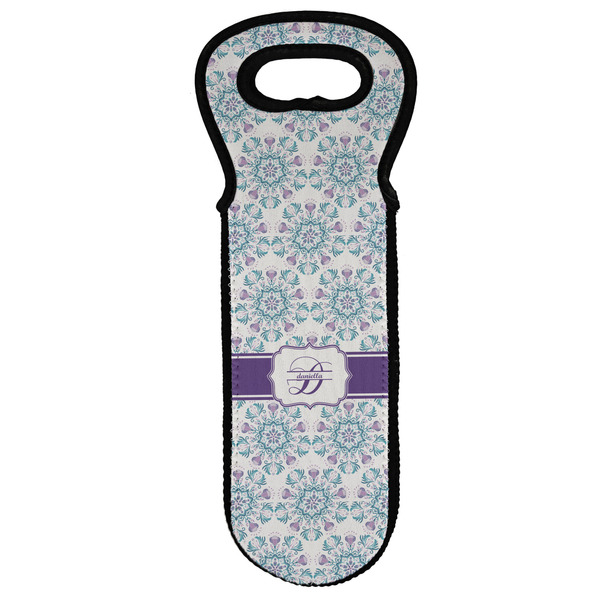 Custom Mandala Floral Wine Tote Bag (Personalized)