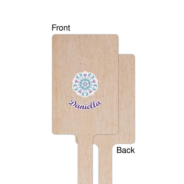 Mandala Floral Wooden 6.25" Stir Stick - Rectangular - Single - Front & Back