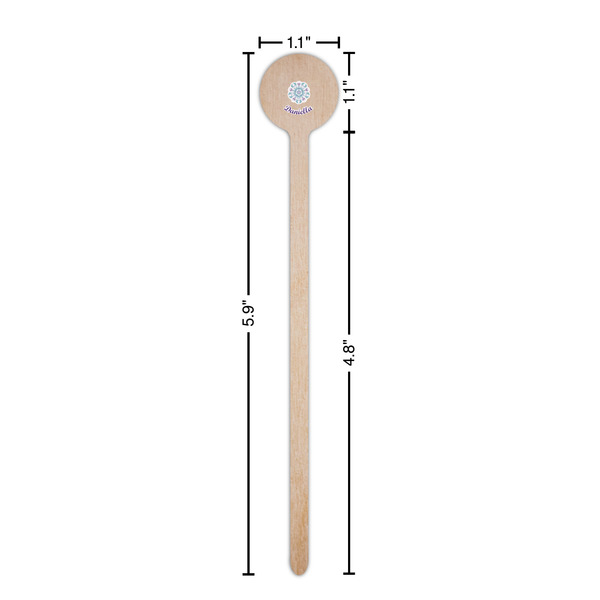 Mandala Floral Wooden 6" Stir Stick - Round - Dimensions