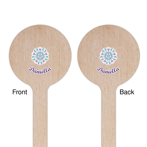 Mandala Floral Wooden 6" Stir Stick - Round - Double Sided - Front & Back