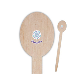 Mandala Floral Oval Wooden Food Picks - Single Sided (Personalized)