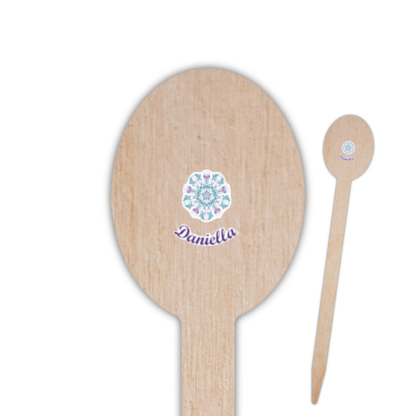 Custom Mandala Floral Oval Wooden Food Picks (Personalized)