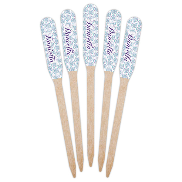 Mandala Floral Wooden Food Pick - Paddle - Fan View