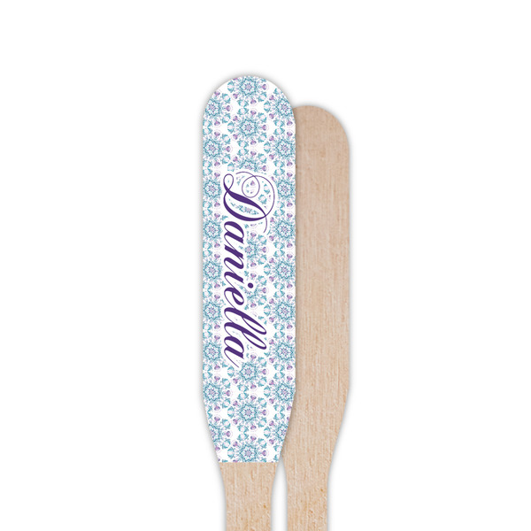 Mandala Floral Wooden Food Pick - Paddle - Single Sided - Front & Back