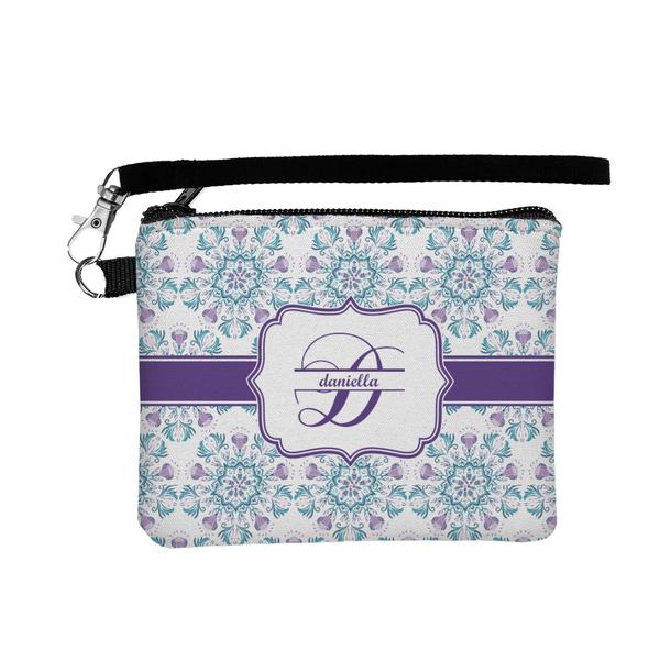 Custom Mandala Floral Wristlet ID Case w/ Name and Initial