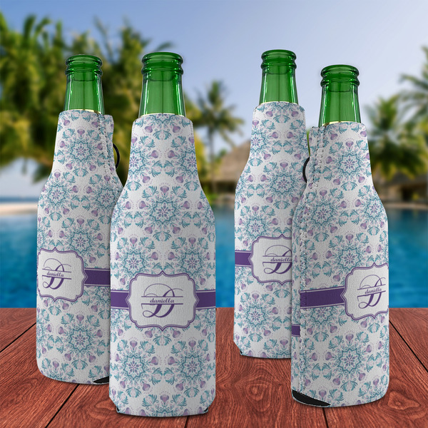 Mandala Floral Zipper Bottle Cooler - Set of 4 - LIFESTYLE