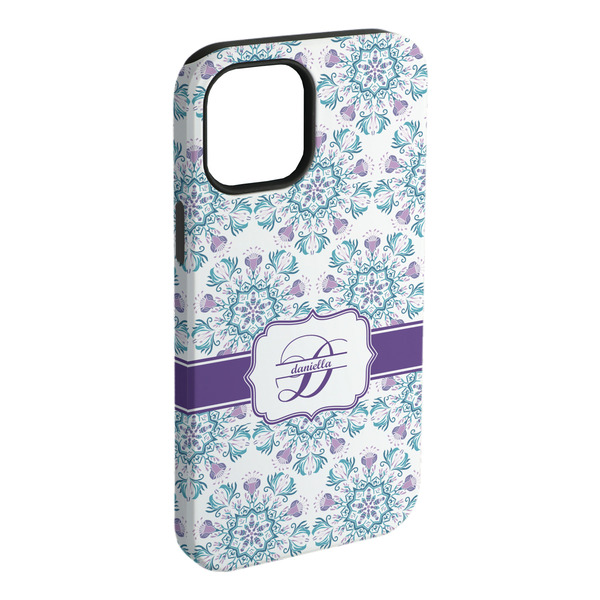 Custom Mandala Floral iPhone Case - Rubber Lined - iPhone 15 Pro Max (Personalized)