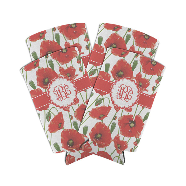 Custom Poppies Can Cooler (tall 12 oz) - Set of 4 (Personalized)