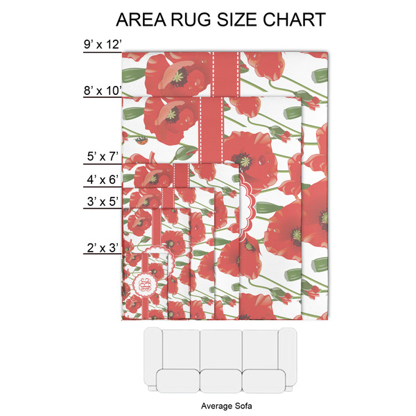 Poppies 2'x3' Indoor Area Rugs - Size Chart