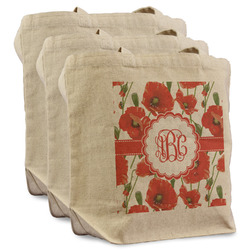Poppies Reusable Cotton Grocery Bags - Set of 3 (Personalized)