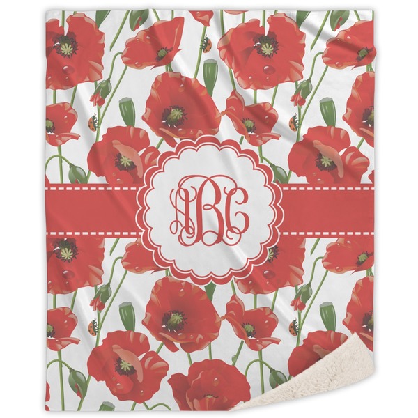Custom Poppies Sherpa Throw Blanket (Personalized)