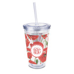 Poppies 16oz Double Wall Acrylic Tumbler with Lid & Straw - Full Print (Personalized)