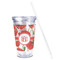 Poppies Acrylic Tumbler - Full Print - Front straw out