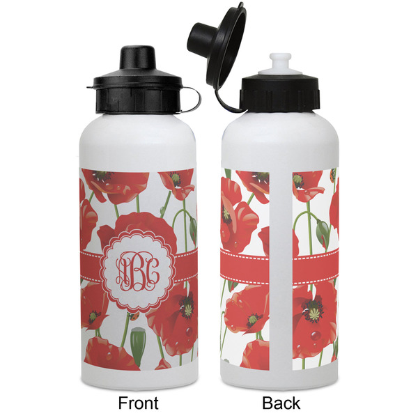 Poppies Aluminum Water Bottle - White APPROVAL