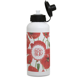 Poppies Water Bottles - Aluminum - 20 oz - White (Personalized)