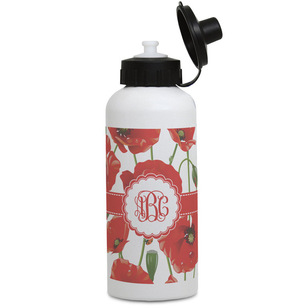 Custom Poppies Water Bottles - Aluminum - 20 oz - White (Personalized)
