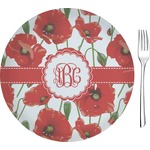 Poppies 8" Glass Appetizer / Dessert Plates - Single or Set (Personalized)