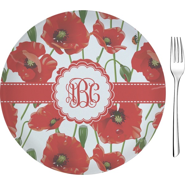 Custom Poppies 8" Glass Appetizer / Dessert Plates - Single or Set (Personalized)