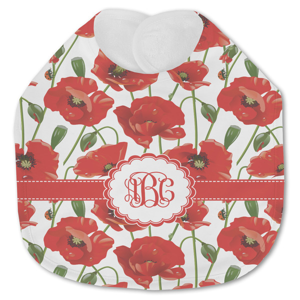 Custom Poppies Jersey Knit Baby Bib w/ Monogram
