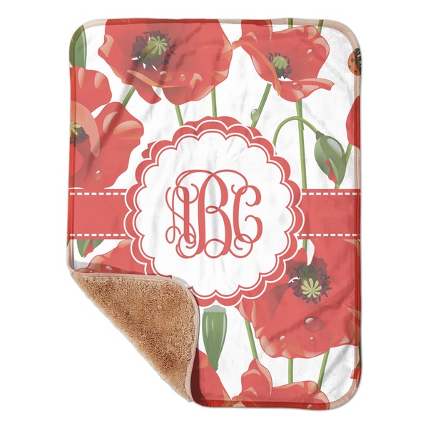 Custom Poppies Sherpa Baby Blanket - 30" x 40" w/ Monograms