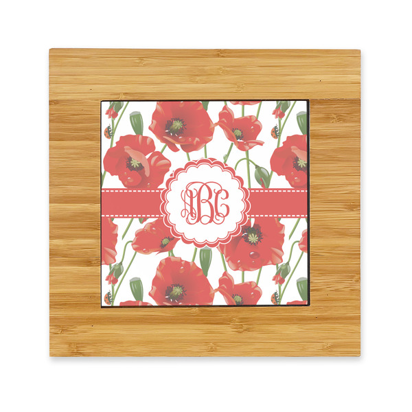 Custom Poppies Bamboo Trivet with Ceramic Tile Insert (Personalized)