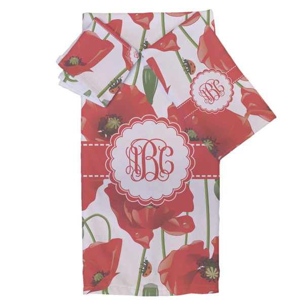 Custom Poppies Bath Towel Set - 3 Pcs (Personalized)