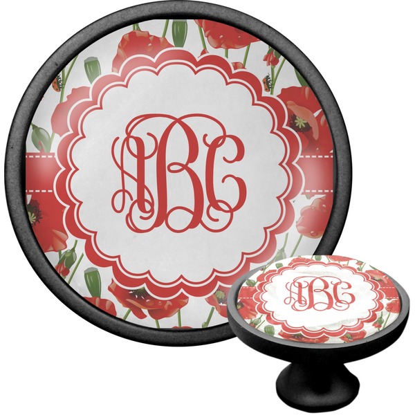 Custom Poppies Cabinet Knob (Black) (Personalized)