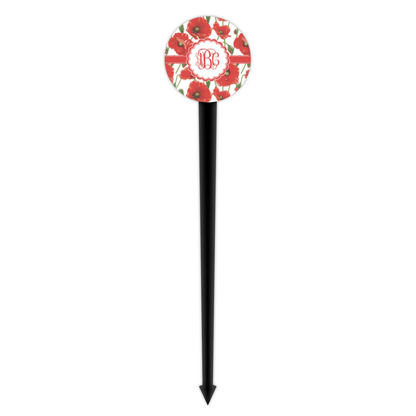 Poppies Black Plastic 4" Food Pick - Round - Single Pick