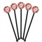 Poppies Black Plastic 5.5" Stir Stick - Round - Fan View