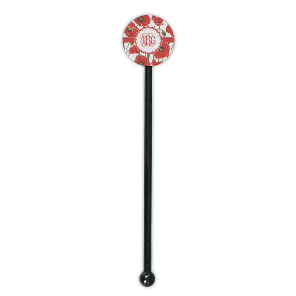 Poppies Black Plastic 5.5" Stir Stick - Round - Single Stick