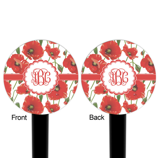 Poppies Black Plastic 6" Food Pick - Round - Double Sided - Front & Back