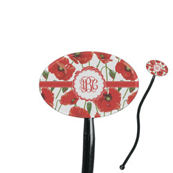Poppies 7" Oval Plastic Stir Sticks - Black - Double Sided (Personalized)