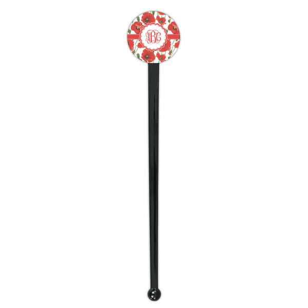 Poppies Black Plastic 7" Stir Stick - Round - Single Stick